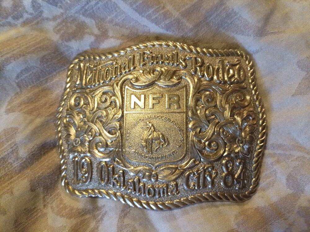 Vintage Gist Inc National Finals Rodeo Buckle OKC 1984 *Numbered* Sterling